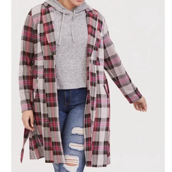 Torrid Plaid Trench Coat SIZE 3 - Picture 2 of 6